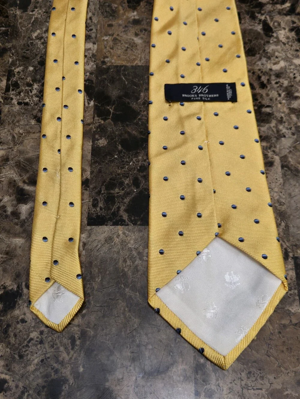 Brooks Brothers Makers 346 Polka Dot Yellow Silk Tie